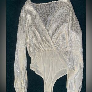White Leopard Print Bodysuit - SHEIN